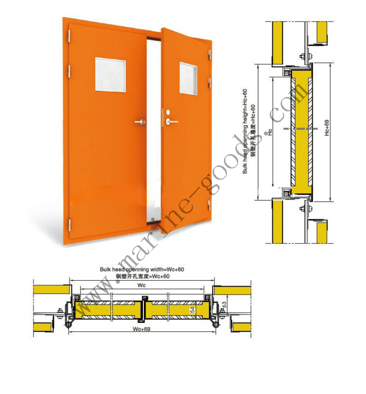 Marine Class A60 Double Leaves Fireproof Doors图纸.jpg